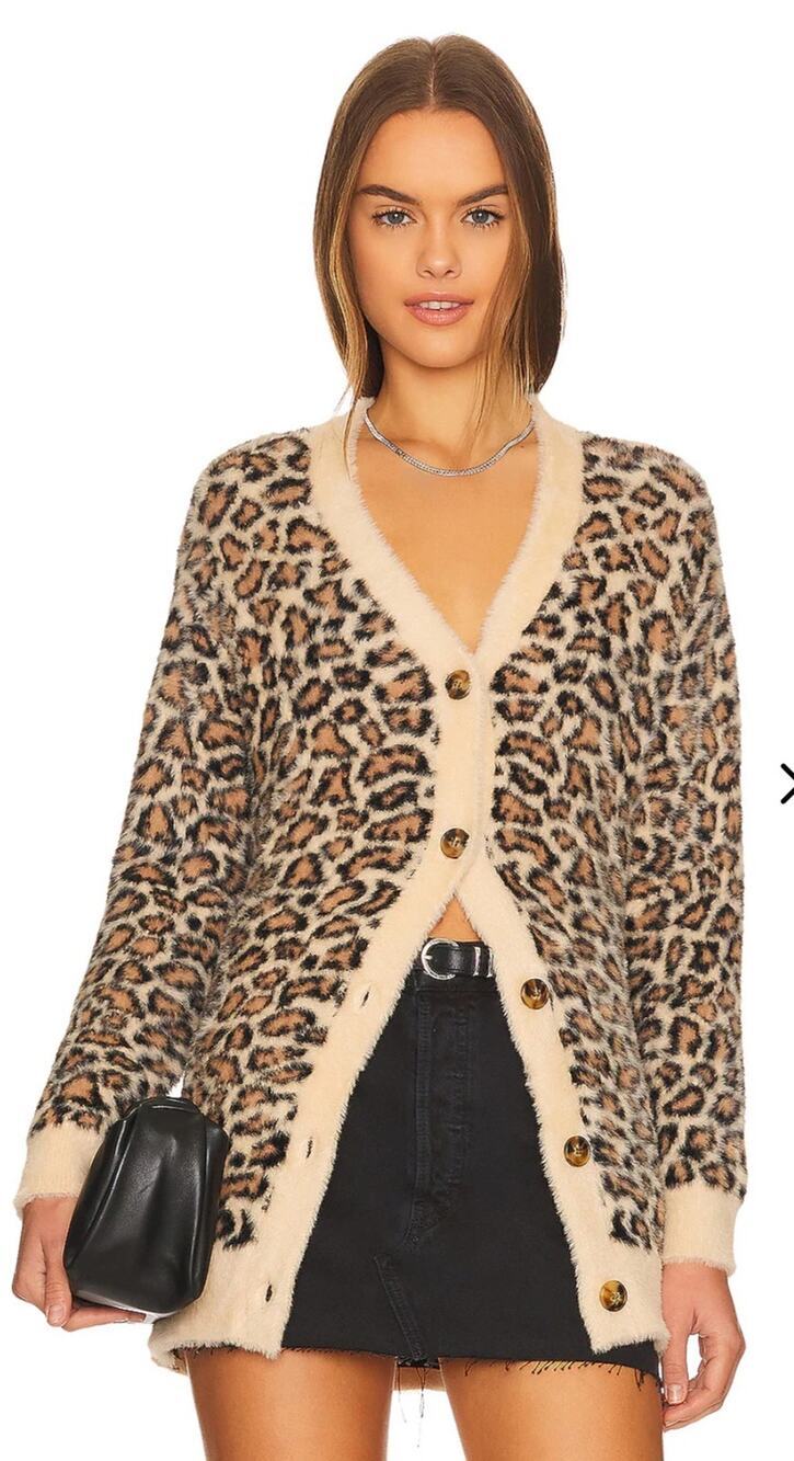 LOVERS & FRIENDS Francine Leopard Print Cardigan Size Small Pre-loved